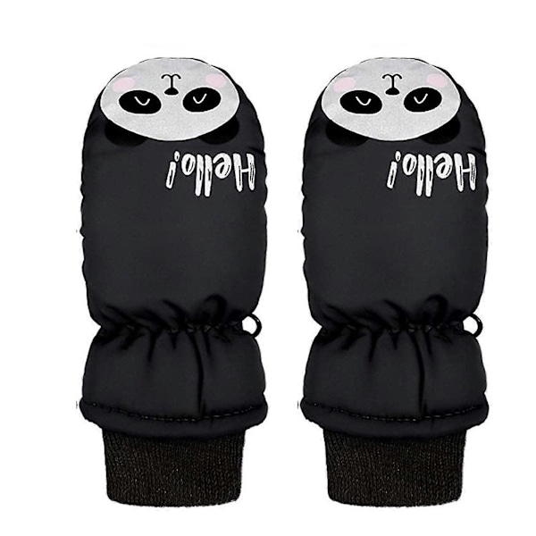 1 par vinter utendørs hansker for barn småbarn baby gutter jenter ski hansker vanntette sport snøvotter Black