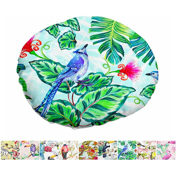 Rund linnekudde stolsdyna, quiltad sittdyna blomma & fågelserie golv tatami bekväm vadderad soffa matstolar kuddar Banana Leaf