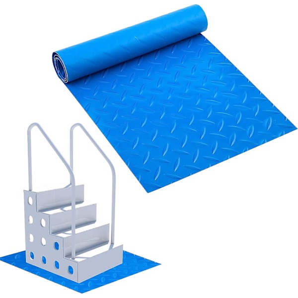 Pooltrappmatta 9 x 36 tum (blå, 24 x 91 cm), Pooltrappmatta Skyddande Matta Med Halksäker Textur För Pooltrappor