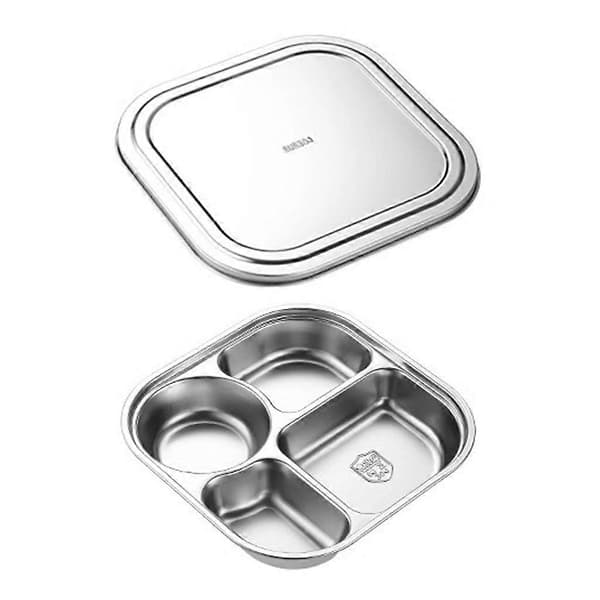 Delte middagstallerkener i rustfritt stål for småbarn, eldre og sykehusbruk Five grids
