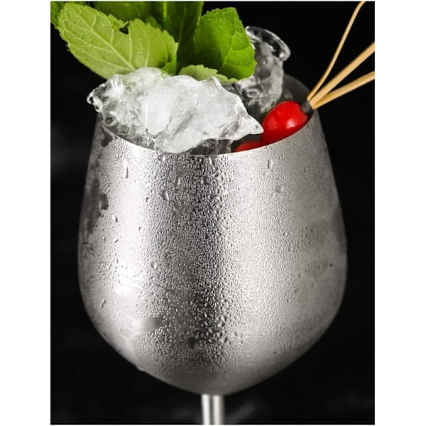 500ml Rostfritt Stål Lönnfärgad Vinglas, Metallstjälksglas, Okrossbart Vitvins Cocktailglas, BPA-fritt