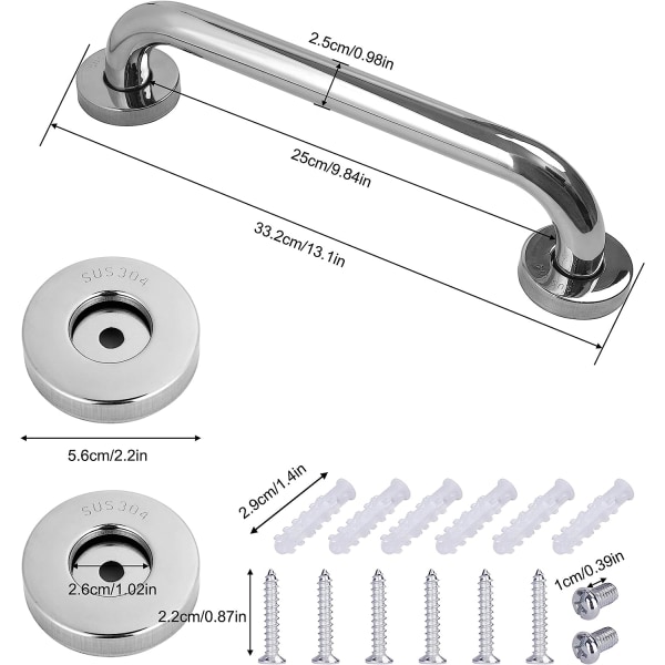Håndtak i rustfritt stål for baderom, badekar, toalett for eldre/funksjonshemmede/barn/gravide 40 cm 40CM
