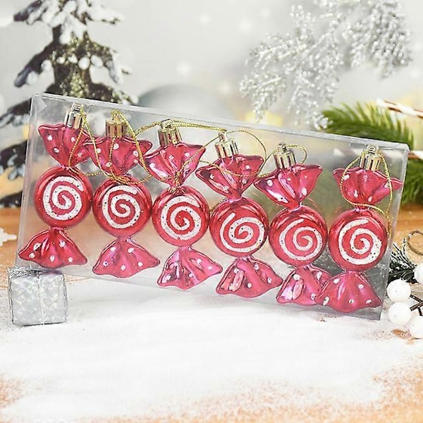 6 kpl Joulukarkkikeppi Riipuksia Punainen Karkkikeppi Joulukuusen Koriste Kotiin Uuden Vuoden Lahjat Navidad Noel Koristeet B02