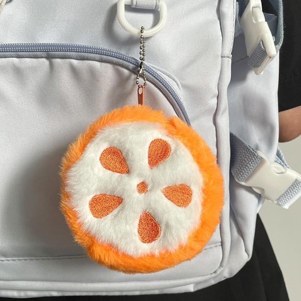 Møntpung Lille Tegnebog Plys Frugt Møntpung, Lille Blød Møntpung, Plys Taske Vedhæng, Slidstærk, Multifunktionel, Moderigtig, Passer til Kort, Nøgle Tangerine