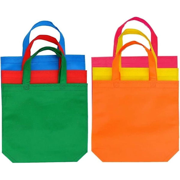 24 stk. ikke-vevde poser - 33 * 26,2 cm gjenbrukbare festgaveposer, godteposer, handleposer, vaskbar totebag med håndtak for festgaver (6 farger)