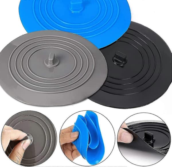 3-pack Silikon Diskbänksplugg, Universella Avloppspluggar, Diskbänksplugg, Silikon Badkarsproppar, 15cm