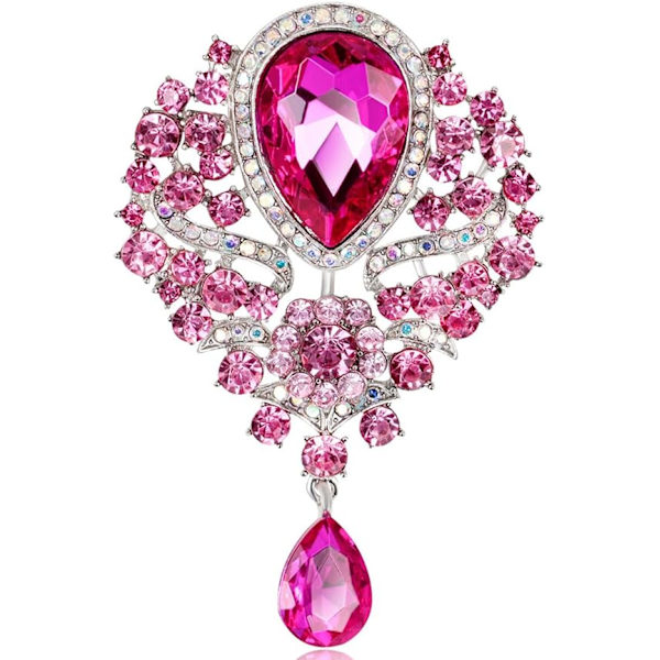 Broscher Emalj Brosch för Män Kvinnor Retro Strass Slipstift Kläder Hatt Dekoration Pink