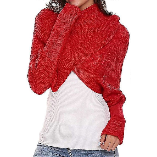 Multifunktionella Scarves, Damscarf, Capescarf, Vintermode, Unisex Red