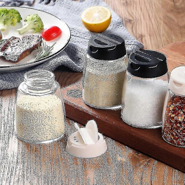 4 stk Doble Lokk Krydderstrøere Glassflasker Krydderstrøere Sikt Barbecue Krydderglass Salt And-Yvan Apricot