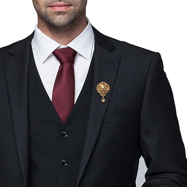 Broscher Emalj Brosch för Män Kvinnor Retro Strass Slipstift Kläder Hatt Dekoration Gold
