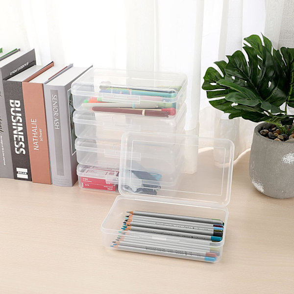 5 Pak Plast Blyantsæske Holder Blyantsæske, Hjemmekontor Utility Opbevaringsboks Cubby Bin Organizer Sæske til Kontorartikler, Klar