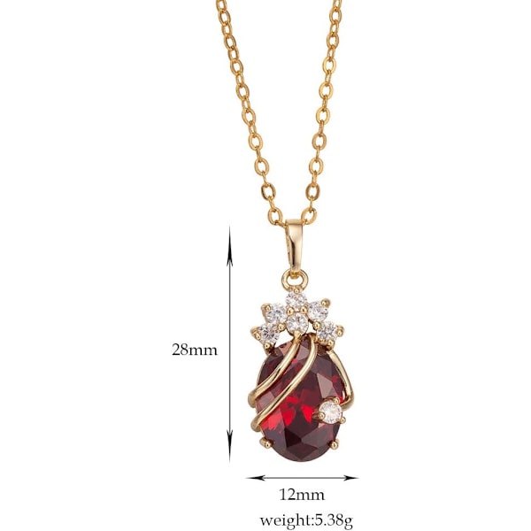 18K Gullbelagt Rhinestone Krystall Rød Krystall Anheng Halskjeder Ideer A