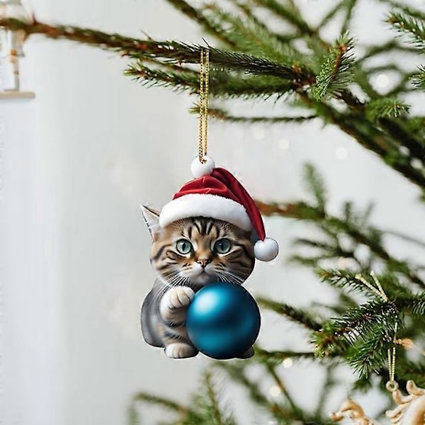 Tecknad Söt Katt 2023 Julgransprydnader Hängande Dekoration Gåva Jul Hängande Träd Personlig Hänge Festtillbehör C1