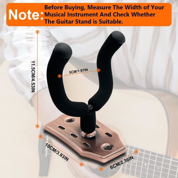 Väggmonterat gitarrställ 2-pack, metallgitarrhängare med skruvar, gitarrfäste med skyddande svamp, gitarrhållare lämplig för bas/gitarr