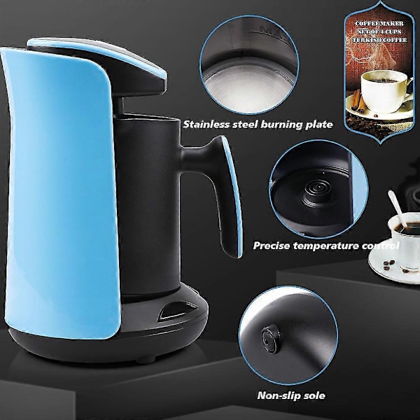 Automatisk tyrkisk kaffemaskine elektrisk kande AC 220~240v formalet kaffemaskine-yyc Sky Blue
