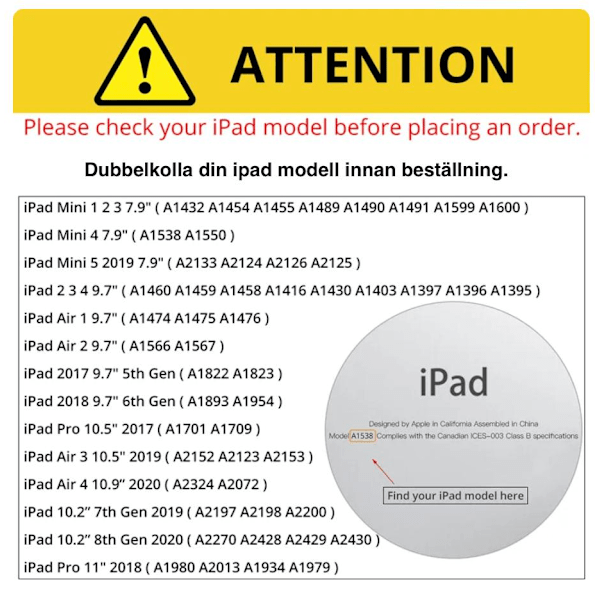 iPad AIR 2 deksel - Svart iPad Air 1/2 & iPad 9.7 Gen5/Gen6 Svart
