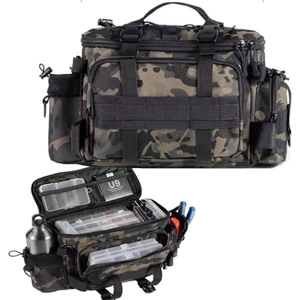 Fiskeväska, Enkelsidig Havsfiskeutrustningsväska Tackleförvaringsryggsäck, Kamouflage Utomhus Bärväska Vandringsresa Pack, 40 * 28 * 20CM Camouflage