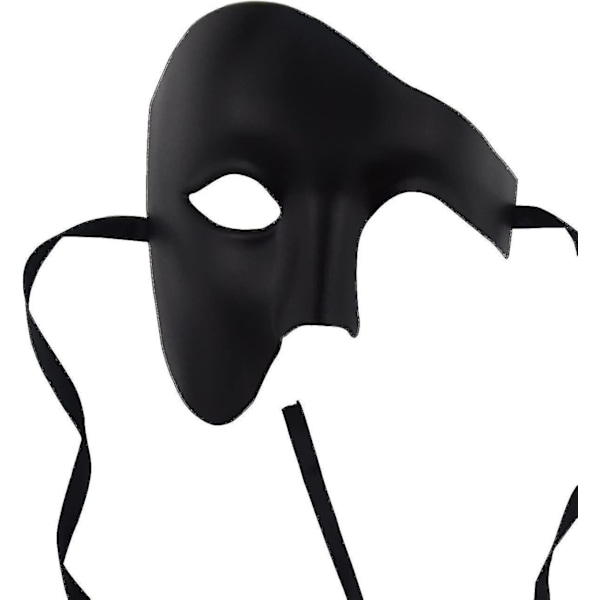 Maskeradmask för män Halloween Fantomen på Operan Black