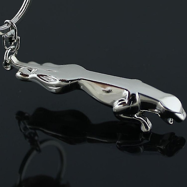 Mode Mænd Bil Auto Logo Jaguar Nøglering Stilfuld Legering Leopard Nøglekæde Sølv Dyr Sport Nøglering