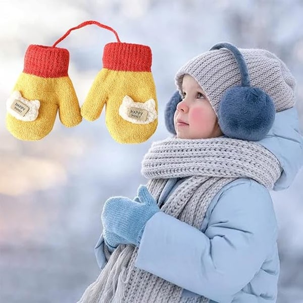 1-5 år barn strikkede hansker vinter varme tykke