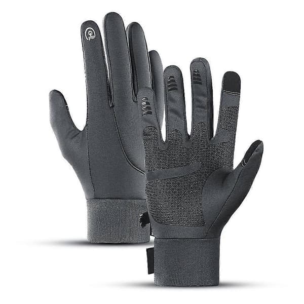 Vanntette hansker for menn og kvinner, varme vinterhansker med sensitive fingertupper Grey S
