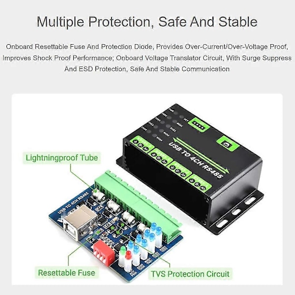 USB til 4-vejs RS485 konverter industriel kvalitet for multi-system kompatibilitet