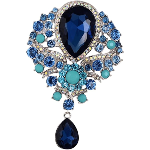 Broscher Emalj Brosch för Män Kvinnor Retro Strass Slipstift Kläder Hatt Dekoration Blue