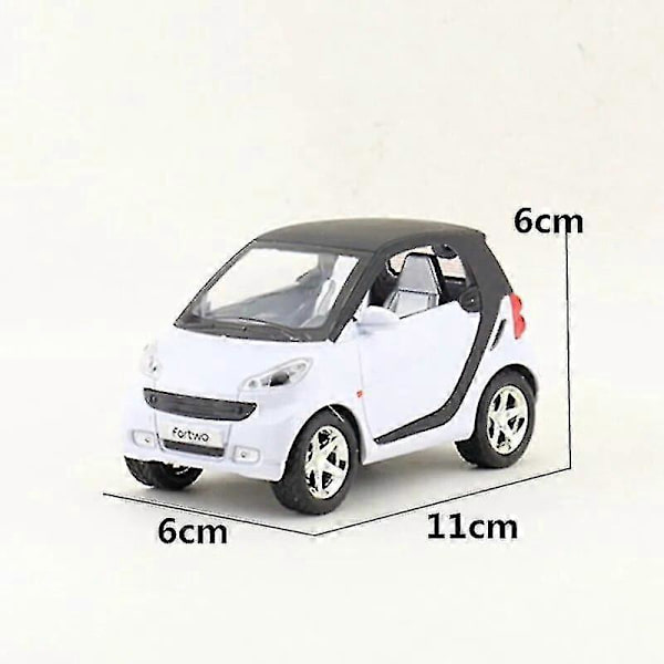 1:32 Skala Diecast Lekebilmodell Smart Fortwo Bil Trekk Tilbake Dører Åpnbare Lyd & Lys Bil Utdannings Samling Gave Liten WHITE