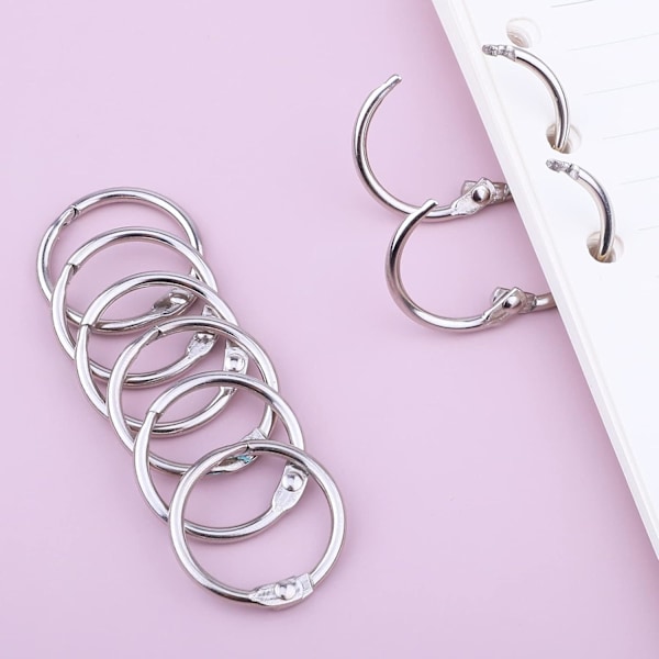 100 stk. Binder Ringe, Løse Blade Binder Ringe, Bog Ringe, Metal Bindingsringe til Papirer, Flash Cards, Index Cards, Ringbind, Kontor, Skole, Hjem 1 Inch/25mm
