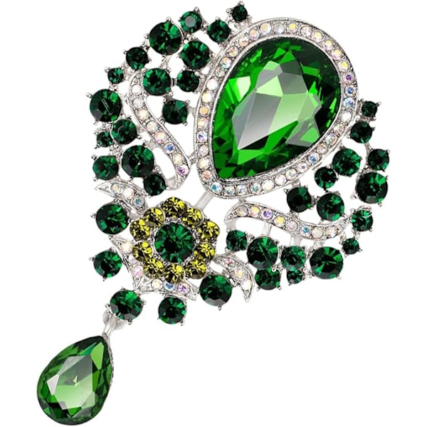 Broscher Emalj Brosch för Män Kvinnor Retro Strass Slipstift Kläder Hatt Dekoration Green