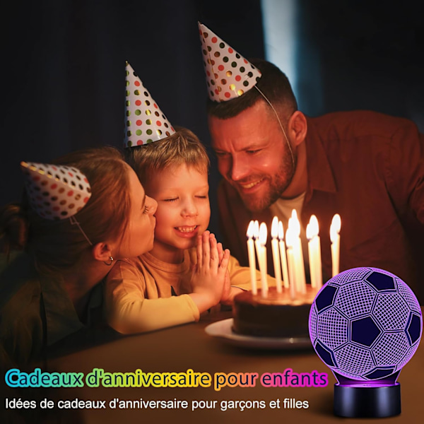Fodboldgave til drenge 8-10 år, 3D LED natlampe med fjernbetjening, fødselsdags juledekoration fodbold