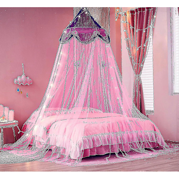 Sengehimmel med lys Sengehimmelgardiner til piger Toddler Sengehimmel til piger tao Purple and Pink