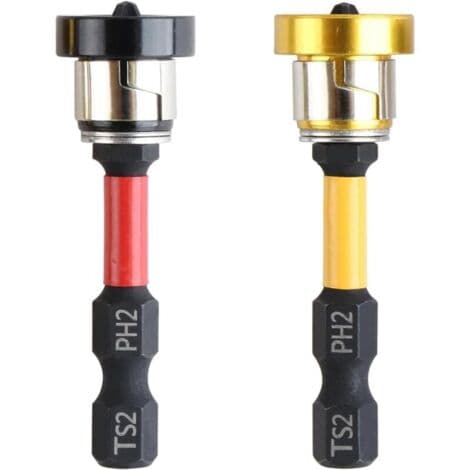 Sæt med 2 1/4\" magnetiske PH2 bits til gipsplader - Positioneringsskruetrækkerbit til gips og gipsvæg - 50 mm