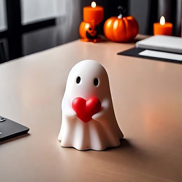 Spökfigur, Läskig Harts Spökstaty Halloween Dekorationer, Söta Finger Spökprydnader, Perfekt för Veranda Halloween Deko