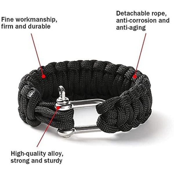 Paracord-ranneke, Selviytymisranneke, Taktinen selviytymisranneke, Paracord-selviytymisranneke, 2 kpl