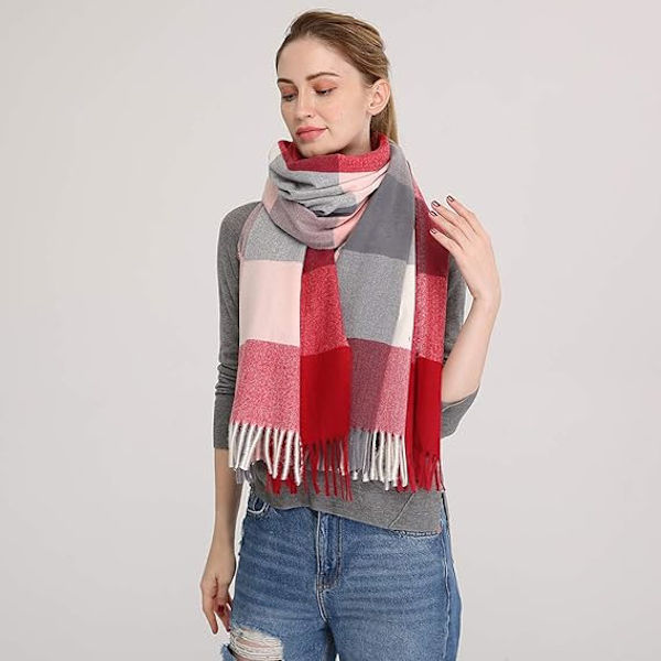 Myk Kvinner Cashmere Ull Sjal Stor Pashmina Sjal og Wrap Varmt Stjål Teppe Wine Red2