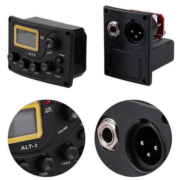 Akustisk Gitarr Pickup Stämapparat 5-Bands Eq Equalizer Akustisk Gitarr Förförstärkare Piezo Pre-Amp Förstärkarsystem Med Volymratt LCD-Display Inbyggd Mikrofon
