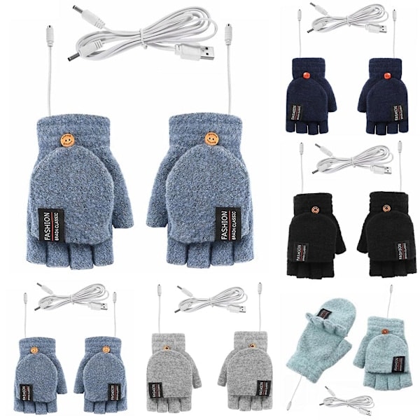 USB-oppvarmede hansker, elektriske oppvarmede hansker, muslinghansker lys grå light gray