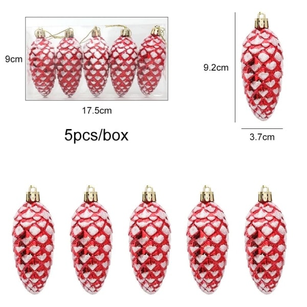 5 kpl Joulumaalatut Mäntykartio Palloja Riippuva Koristeet Hyvää Joulua Puun Riippuva Joulukoriste Lahja Navidad red