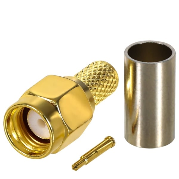 12 stk. SMA-stik Guldbelagt RF-stik Han Crimp til RG58 RG303 RG141 RG142 RG400 LMR195 Koaksialkabler