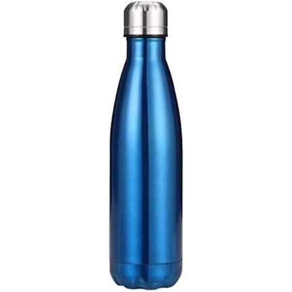 500 ml Isoleret Vandflaske, Dobbeltvægget Vakuumflaske i Rustfrit Stål Holder Koldt i 24 Timer og Varmt i 18 Timer Navy blue
