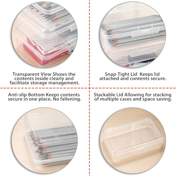 5 Pak Plast Blyantsæske Holder Blyantsæske, Hjemmekontor Utility Opbevaringsboks Cubby Bin Organizer Sæske til Kontorartikler, Klar