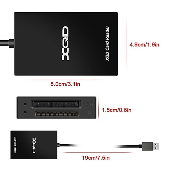 Typ C USB 3.0 SD XQD Minneskortläsare Överföring kompatibel med M/G-serien kompatibel med OS Windows-dator (USB)