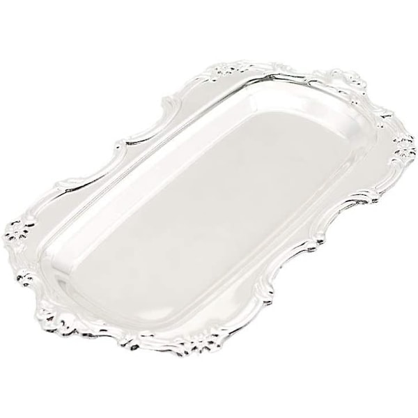 Metall Rostfritt Stål Handduk Bricka Middagstallrikar Förvaringsbricka Diskbricka Tebricka Fruktbrickor Kosmetika Smycken Organizer, silver