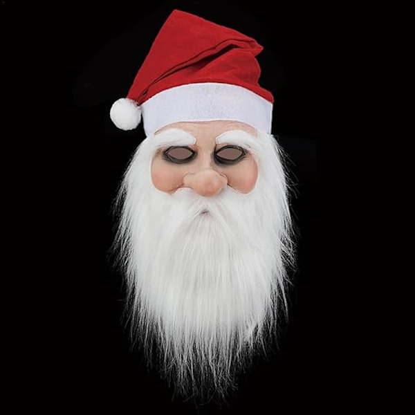 Jultomten Latexmask med skägg och hatt | Realistisk Latex Jultomte Helmask | Nyhet Rolig Simulering Jultomte för Rollspel C