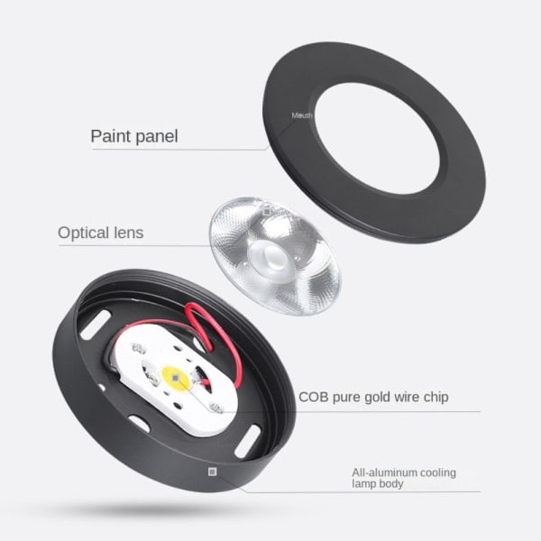 LED-kohdevalaisin alasvalo kattovalaisin 5W Black 5W Black