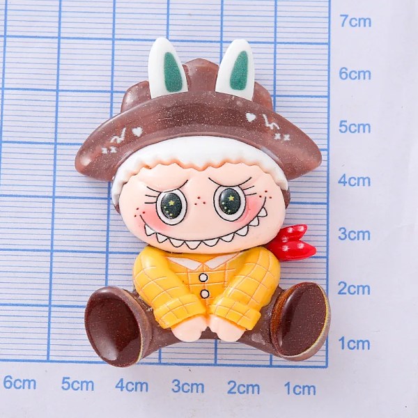 5 st Labubu Tecknad Luminous Stort Kort Stitch Tecknad Harts Flatback DIY Smycken Tillbehör Hantverksmaterial