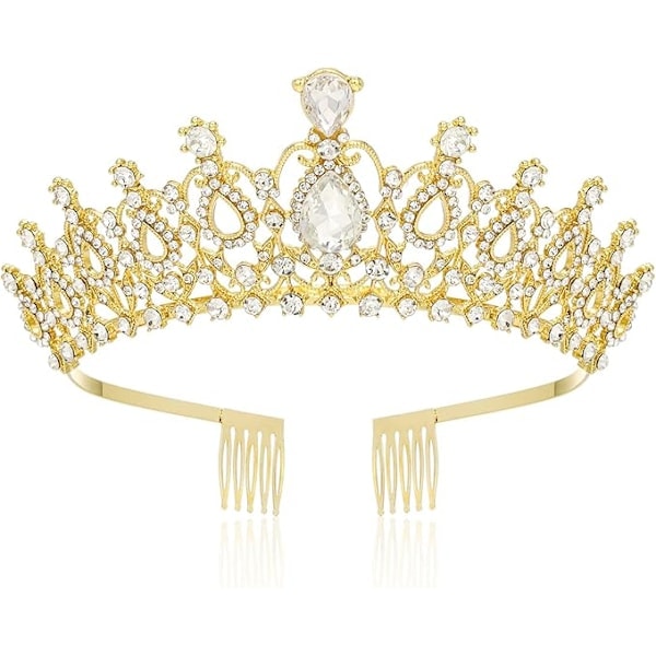 Tiara krystal krone med rhinestone kam, egnet til brudekroner, bryllup, prom, børnetiara, prinsessekrone