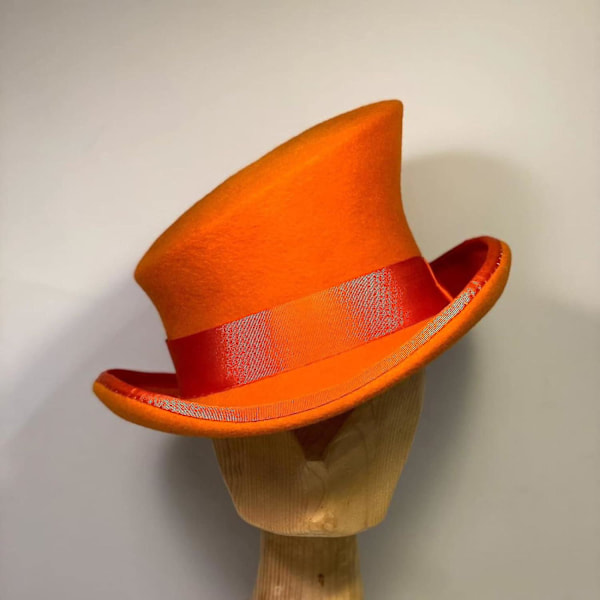 Asymmetrisk Topphatt Ullhatt Dame Herre Unisex Hatt Steam Punk Hatt Topphatt Mote Bånd Dekorativ Hatt Dekk Hode For Menn-yu Orange One Size