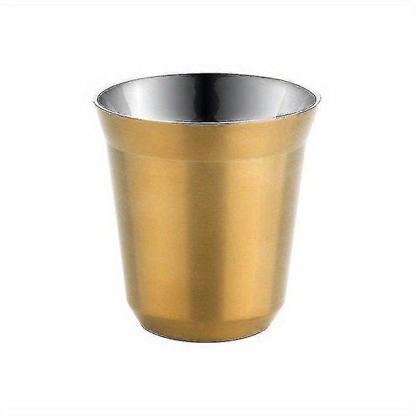 1 st, Espresso Kaffekopp, 304 Rostfritt Stål Kaffemugg, Dubbelväggiga Tekoppar, Portabla Drickkoppar, För Vandring, Camping, Utomhusdekor, Sommar Wi Golden Small